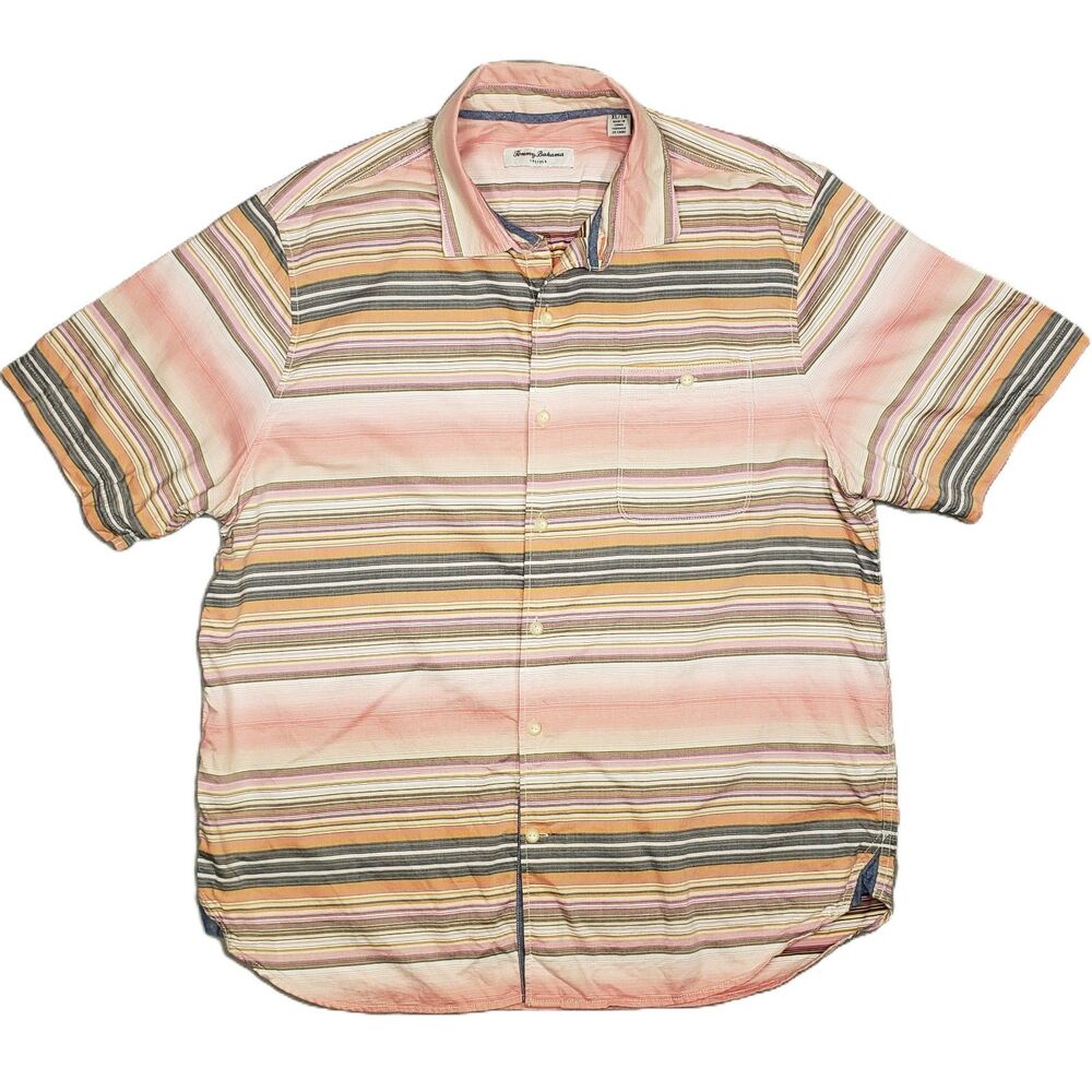 Tommy Bahama Tortola Serape Shores Hawaiian‎ Aloha Shirt Mens XL Pink